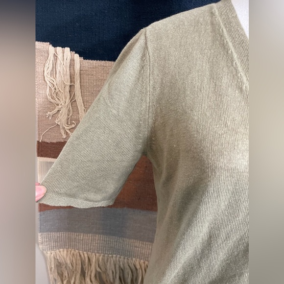 J. Jill Button Up Linen Blend Dress/Duster Sz S Sage Coastal Beach SummerKnit XS - Picture 2 of 8